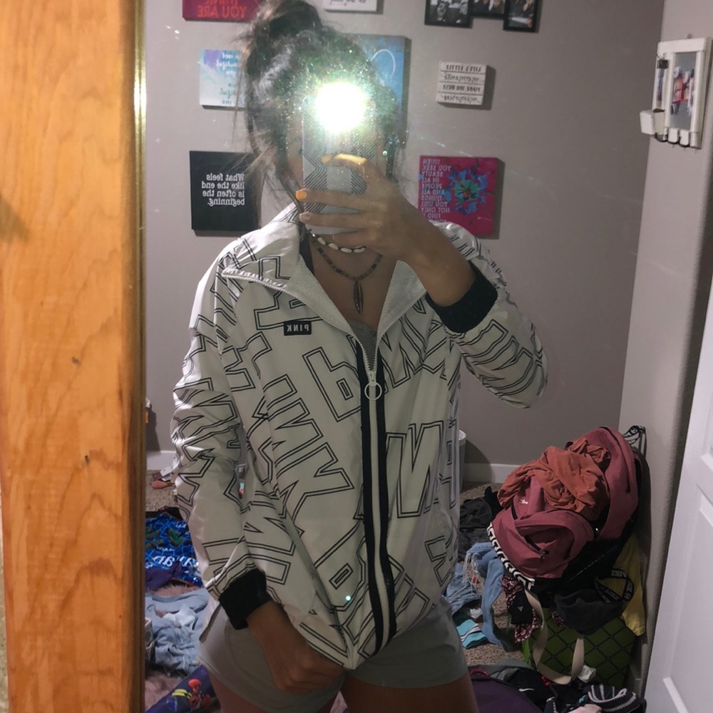 xs victoria secret pink windbreaker!